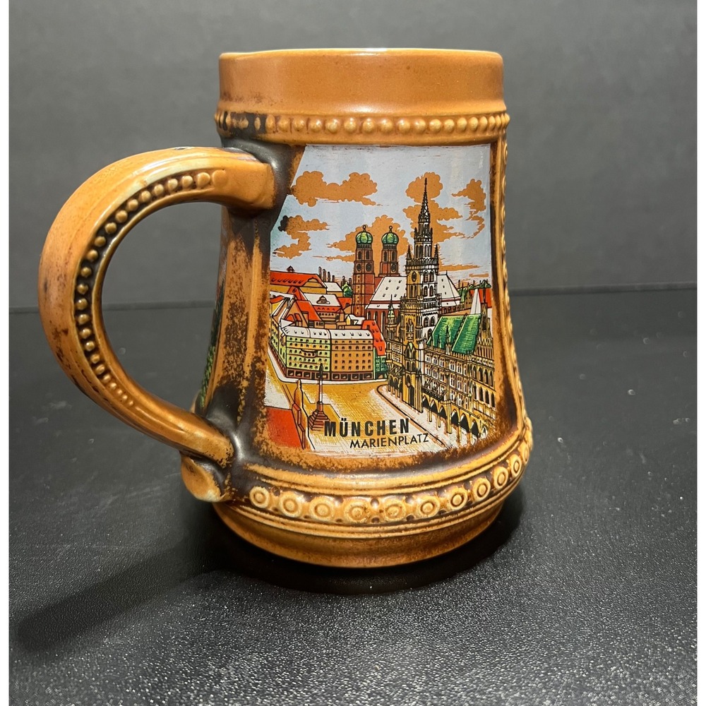 Vintage Gerz West Germany Beer Stein Munchen Augsburg Nurnberg Ceramic Mug